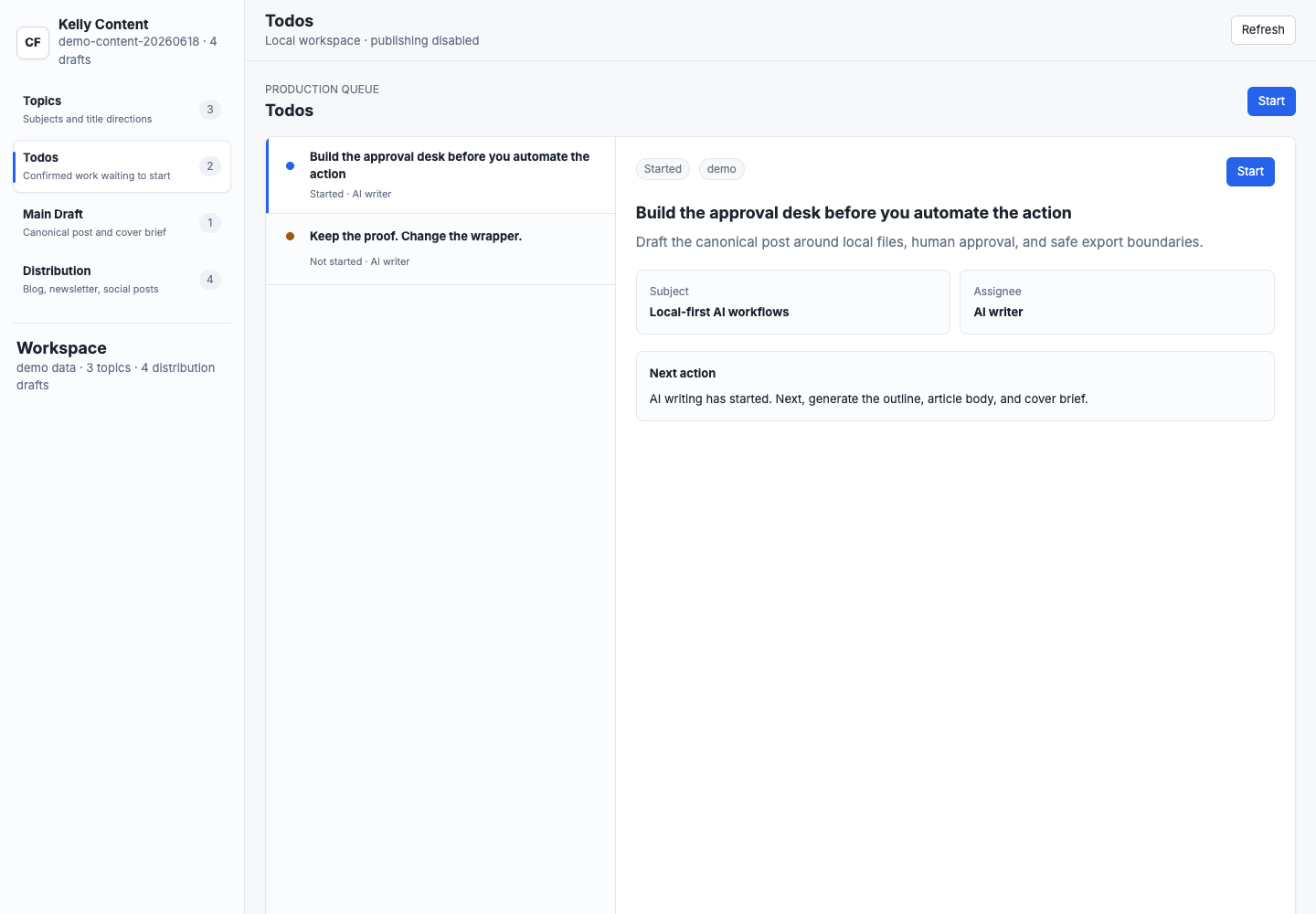 kelly-writer UI