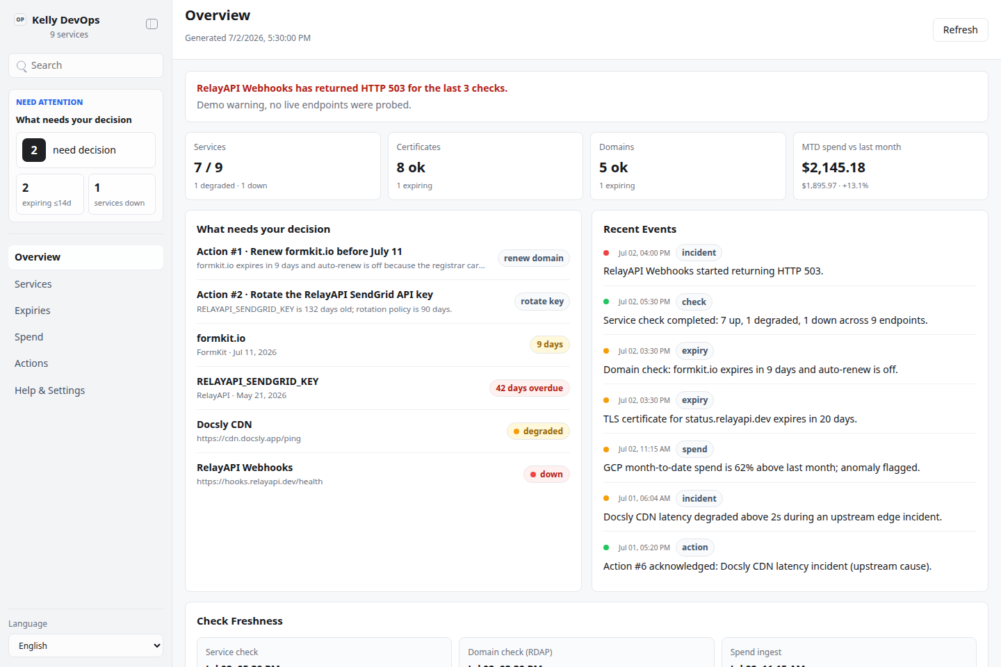 kelly-devops UI