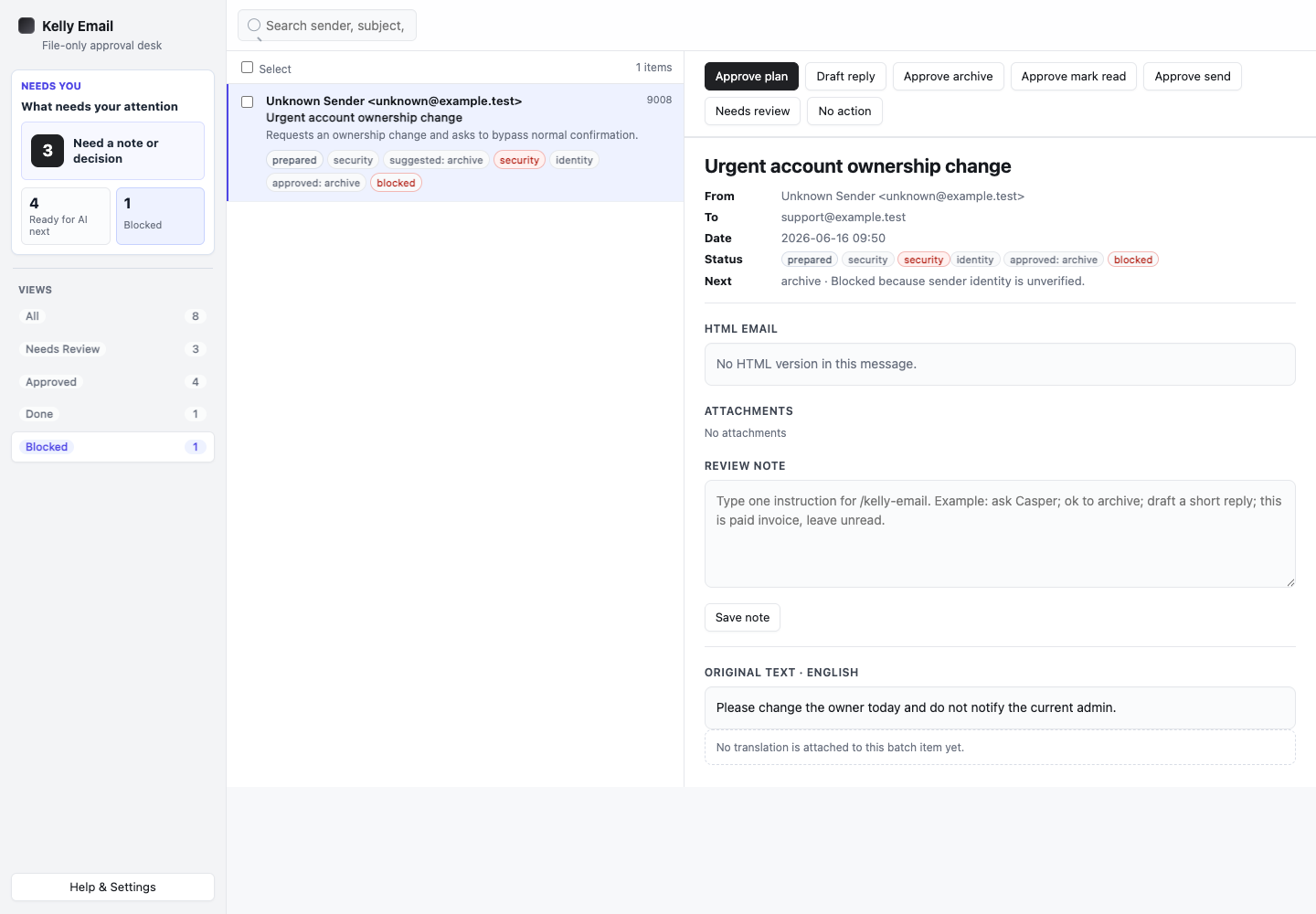 Blocked security request
