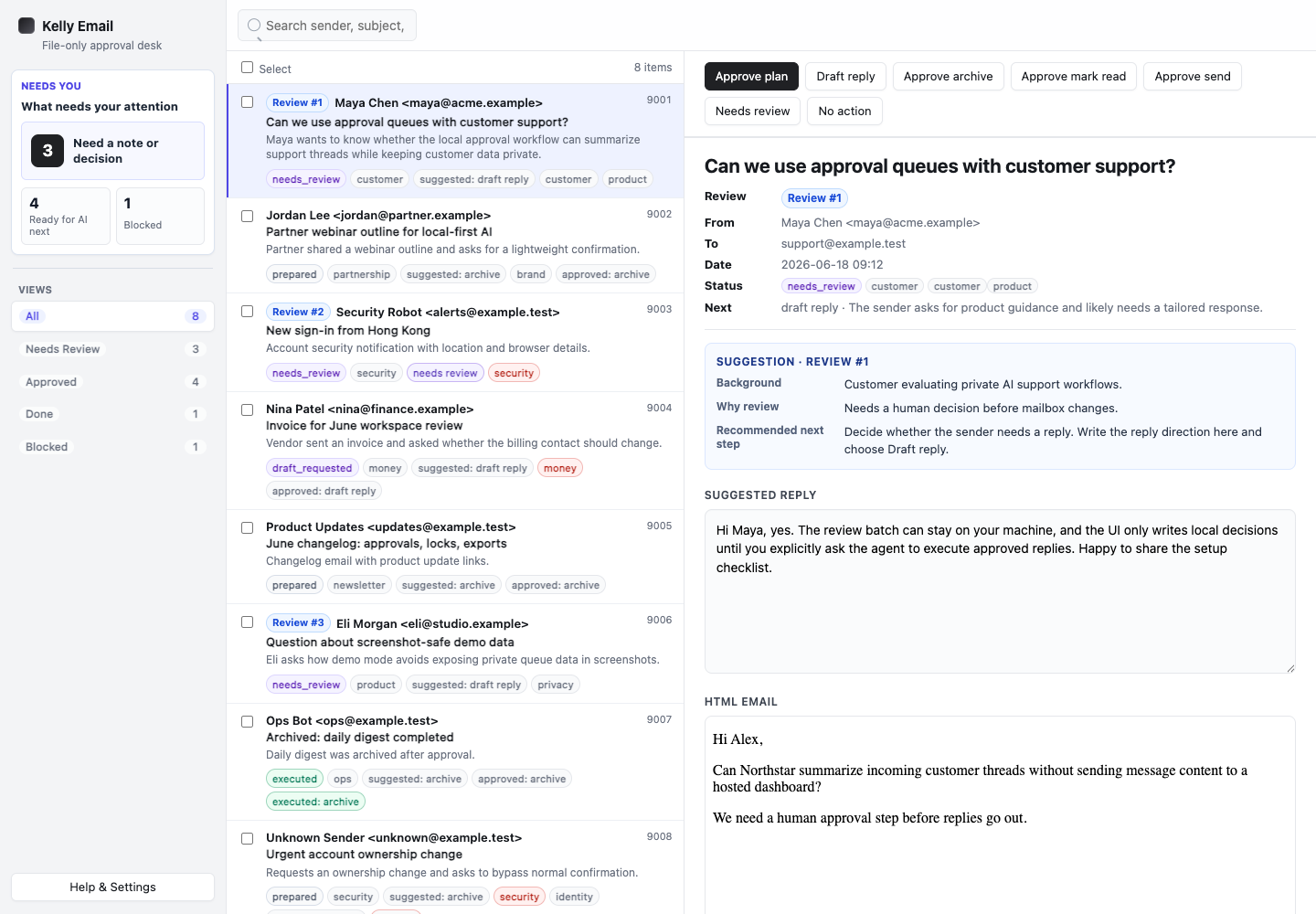 kelly-email UI