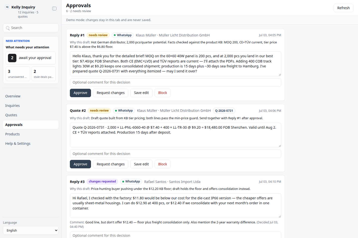 Approvals