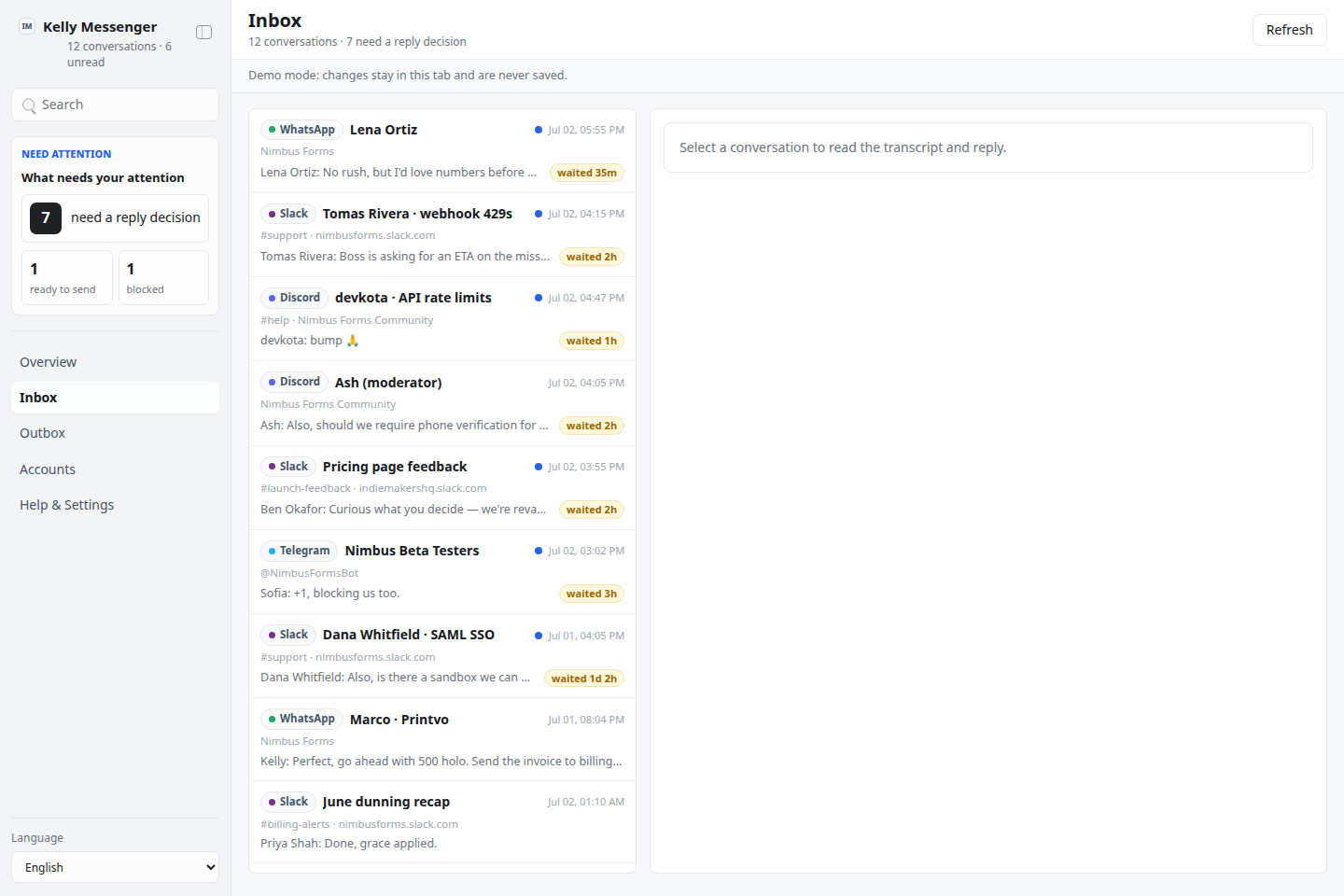 Unified inbox