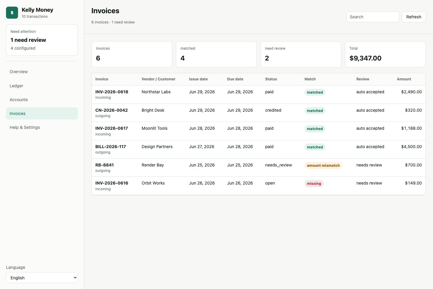 Invoice matching