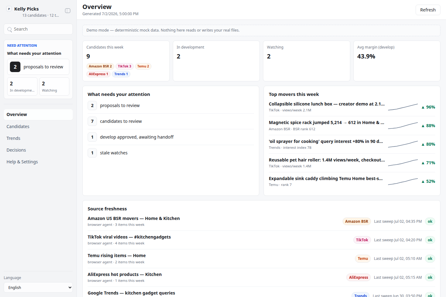 kelly-picks UI